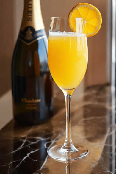 champagne mimosa in a glass