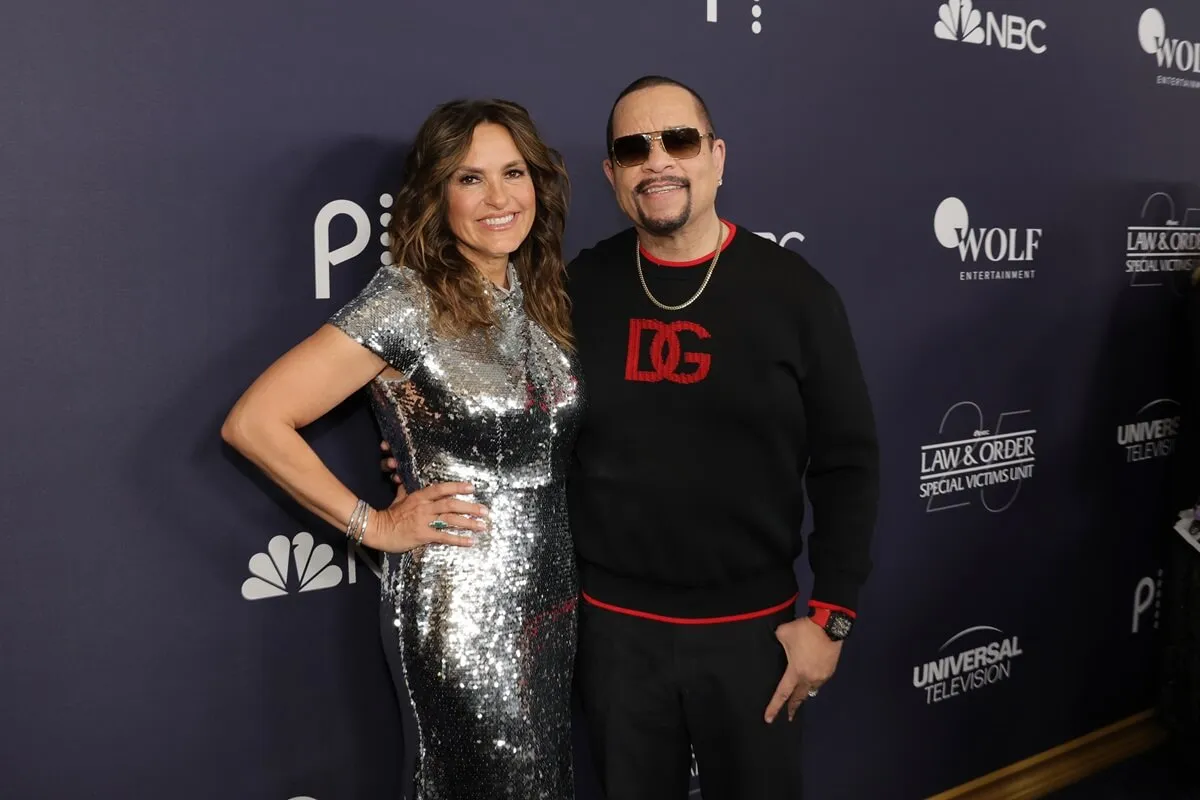 Mariska Hargitay and Ice-T posing at the "Law & Order: Special Victims Unit" 25th Anniversary Celebration