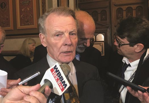 In a rare media moment with reporters in October 2019, then-Illinois House Speaker Michael Madigan denied being a target of a growing federal investigation into corruption.