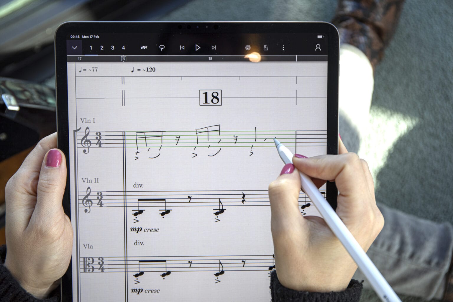 StaffPad being used on iPad