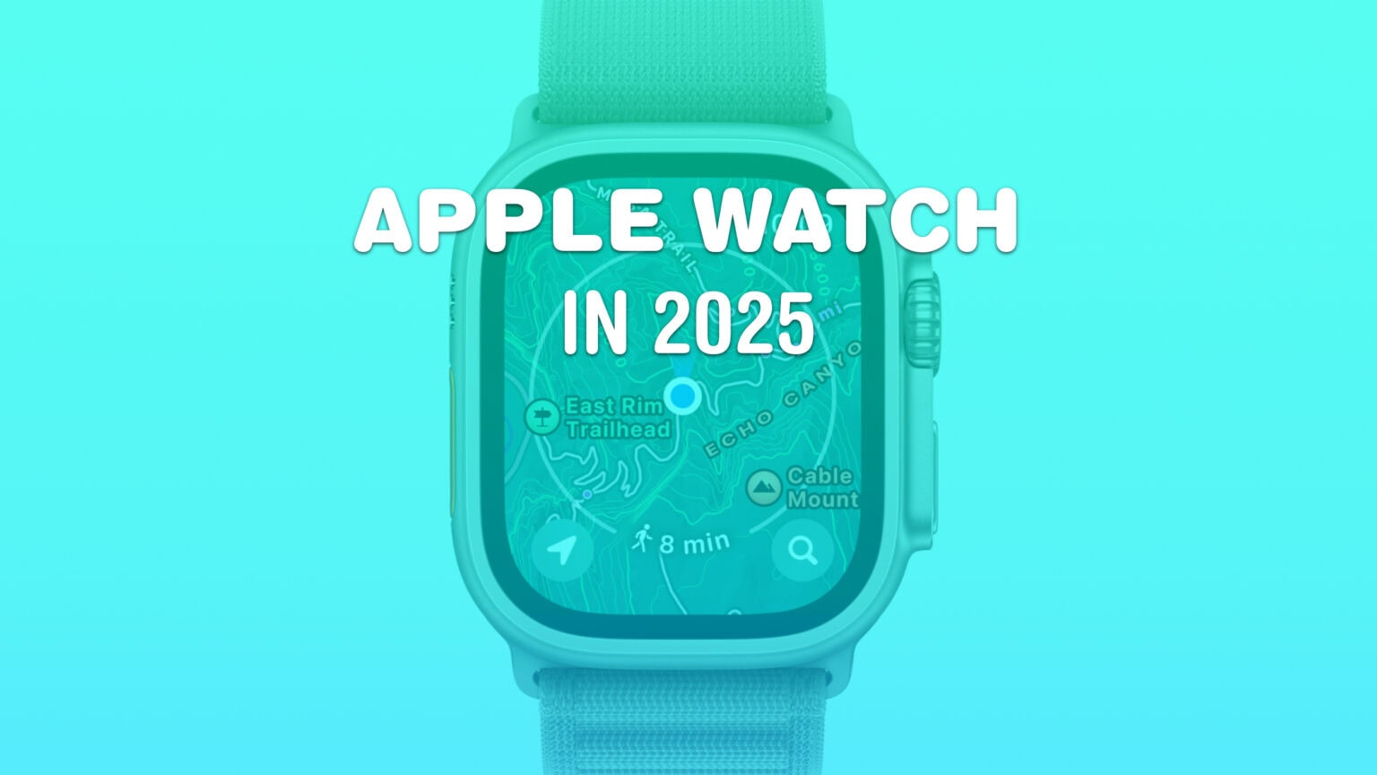 Product shot of Apple Watch Ultra 2 with blue background and the words 