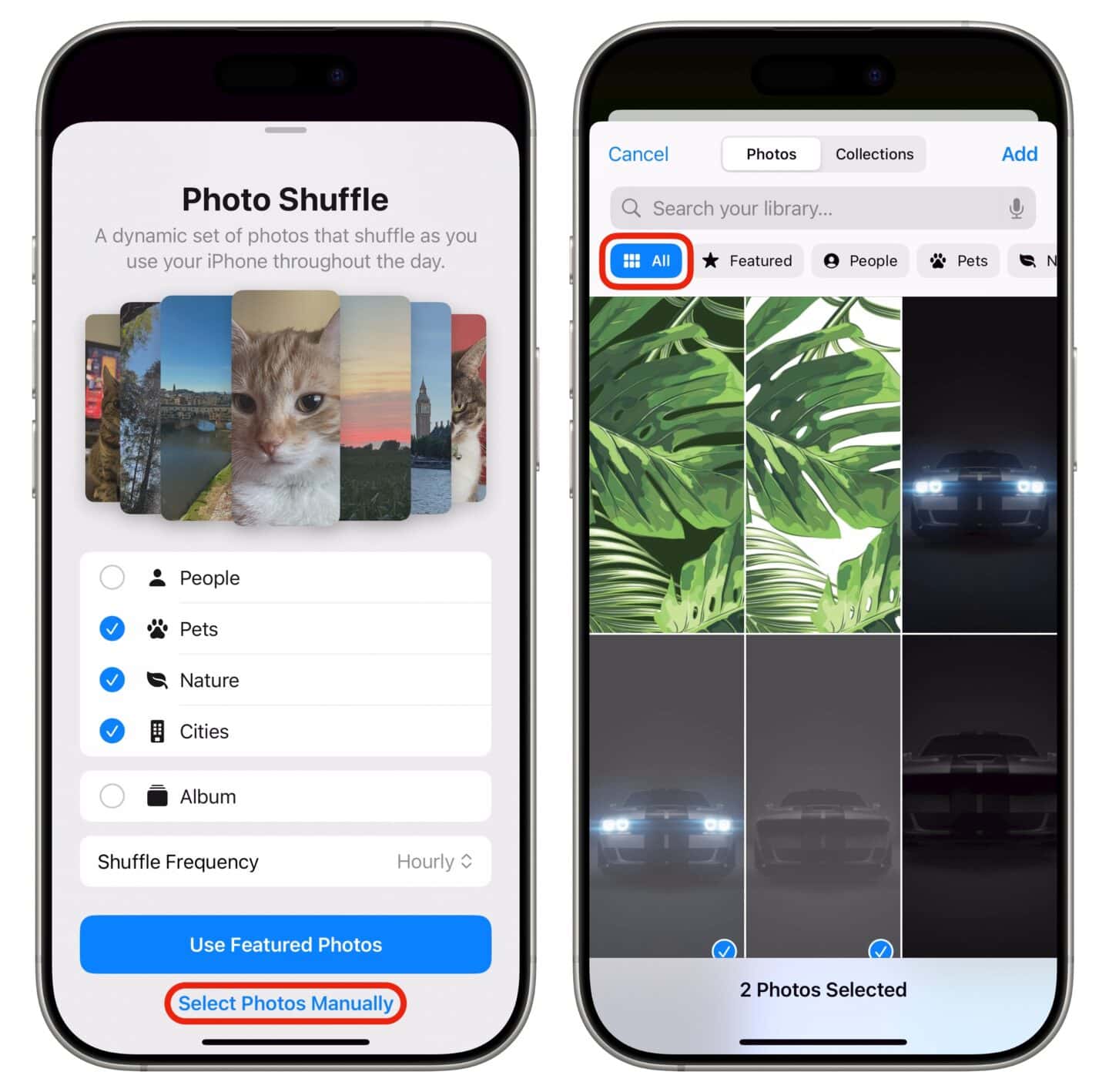 Select Photos Manually to create toggling Lock Screen