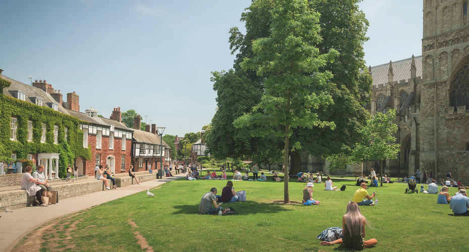 People on Cathedral Green