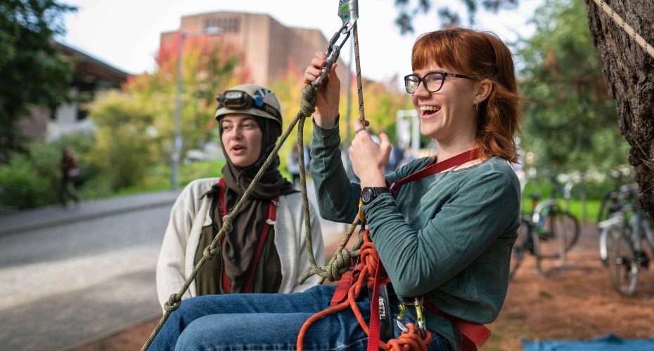 Students abseiling