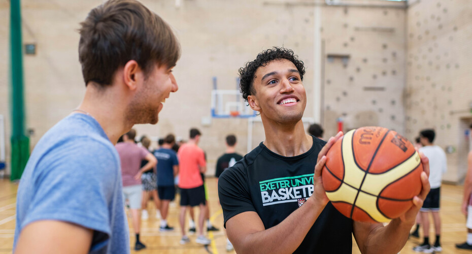 Students playing basketball