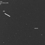 Image of the International Space Station passing over CastelGAUSS Observatory and thetrace of a CubeSat just released