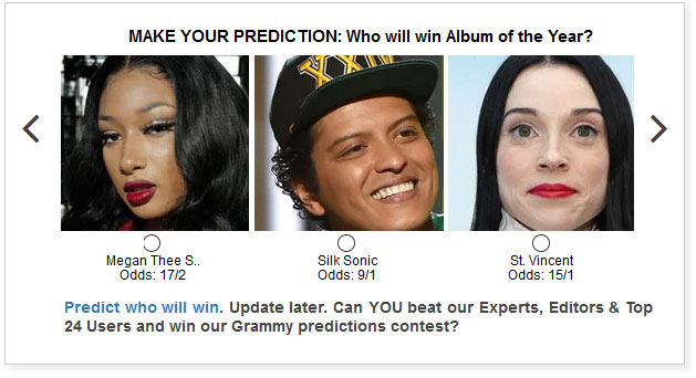 grammy album of the year predictions widget