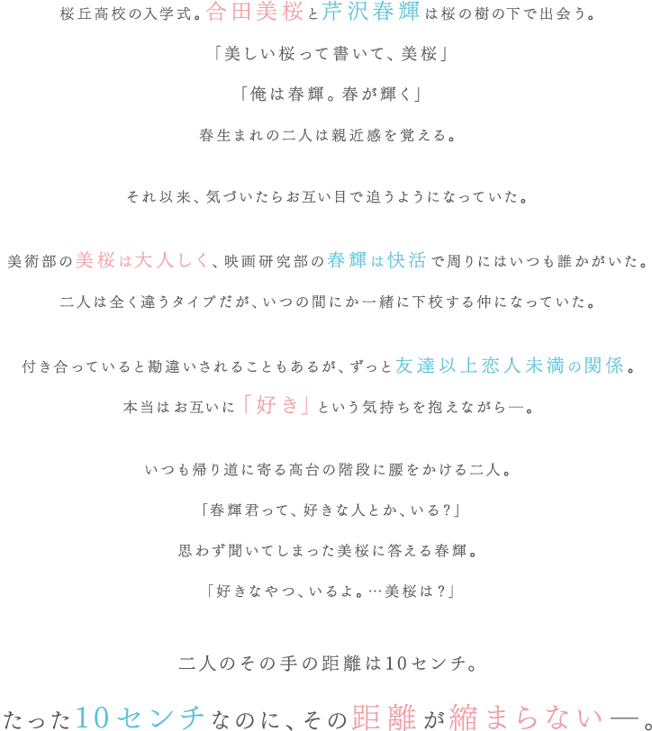 これが最後の練習だから---。 桜丘高校3年の榎本夏樹は、幼なじみの瀬戸口優に片思い中。けれど、素直になれず、優を告白の“練習”相手だと言ってしまう。ホントの気持ちをごまかし続ける中夏樹はクラスメイトの綾瀬恋雪にデートに誘われるけど…？ 夏樹の“練習”は“本番”をむかえることができるの！？