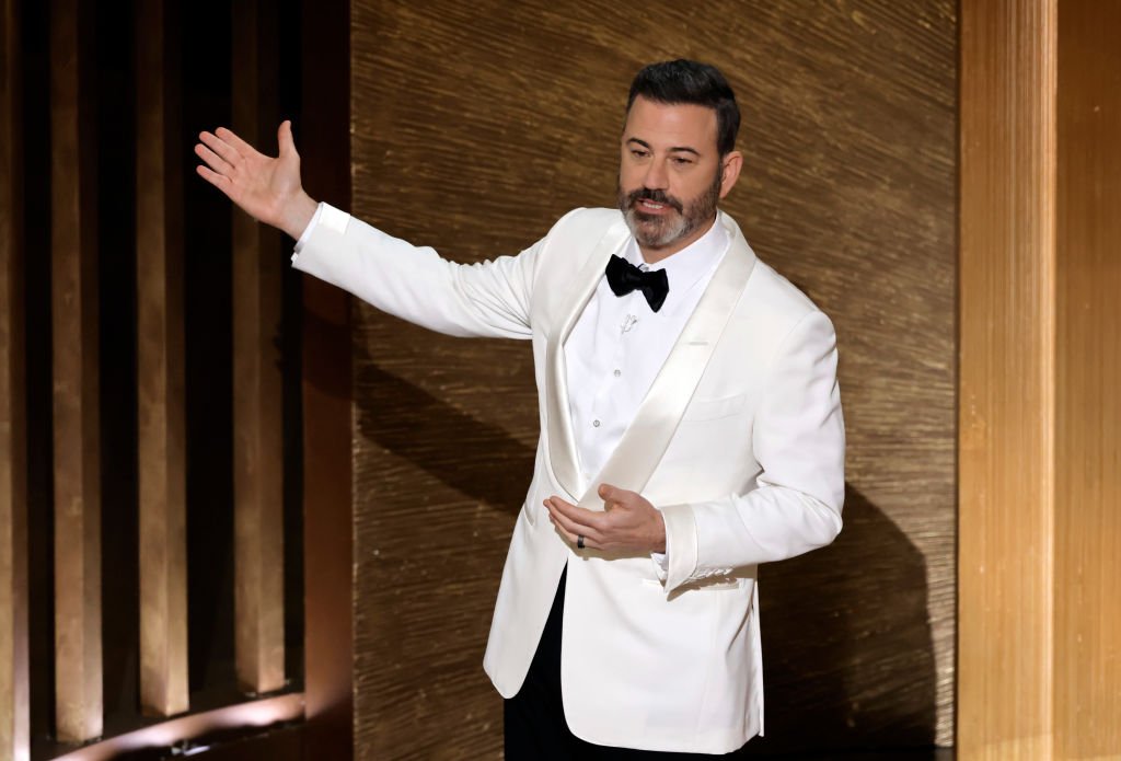 HOLLYWOOD, CALIFORNIA - MARCH 12: Host Jimmy Kimmel speaks onstage during the 95th Annual Academy Awards at Dolby Theatre on March 12, 2023 in Hollywood, California. (Photo by Kevin Winter/Getty Images)