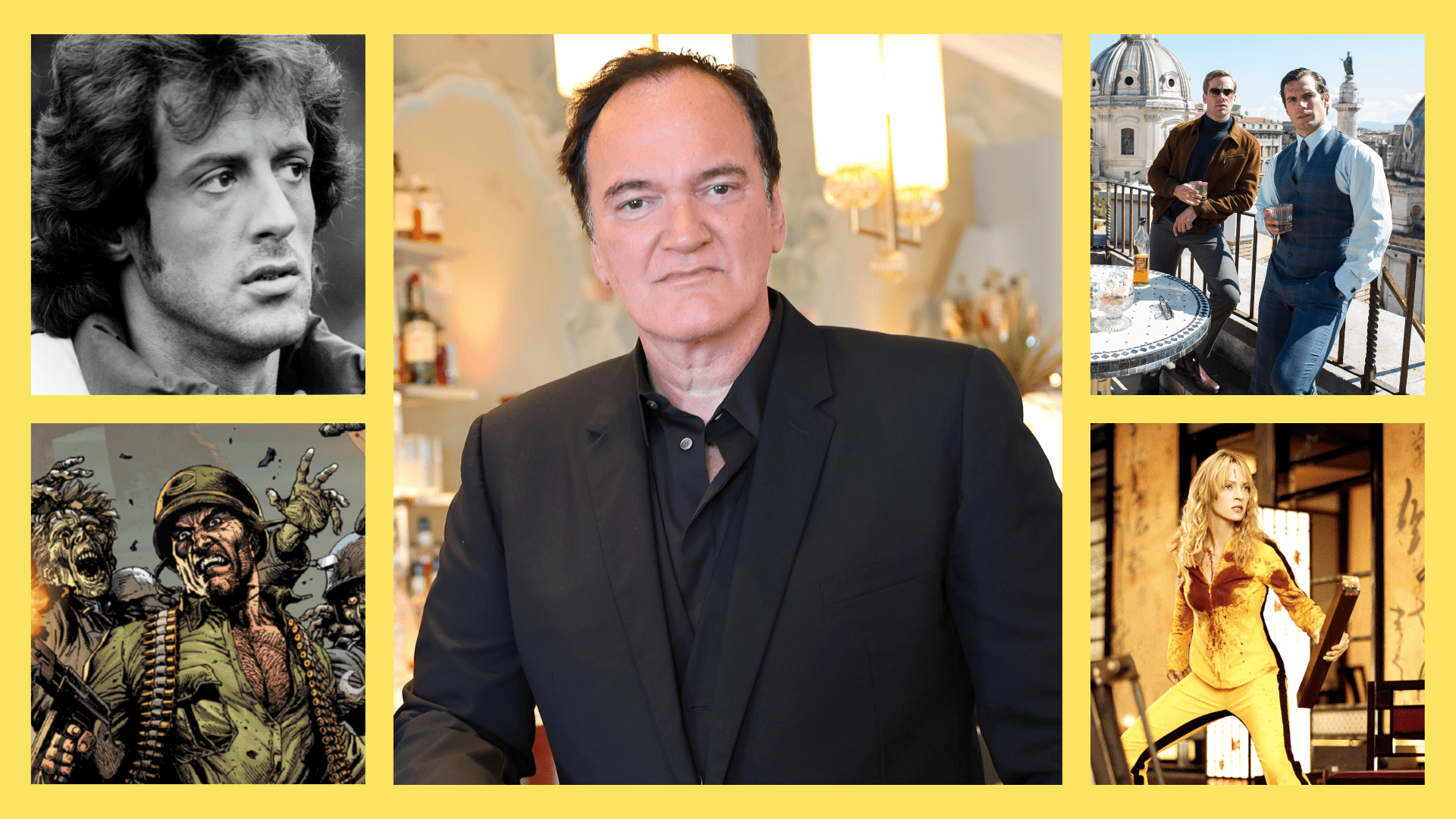 (Clockwise from bottom left): "Sgt. Rock" of DC Comics, "First Blood," Quentin Tarantino, 2015's "The Man from U.N.C.L.E." and "Kill Bill Vol. 2"