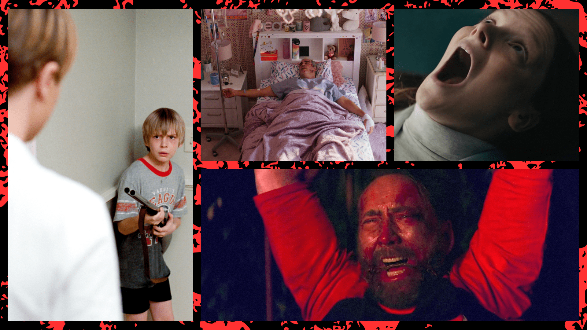 (Clockwise from left): "Funny Games," "Beau Is Afraid," "Saint Maud," and "Mandy"