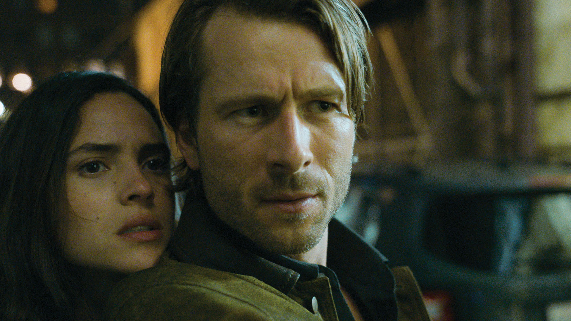 Adria Arjona and Glen Powell in 'Hit Man'