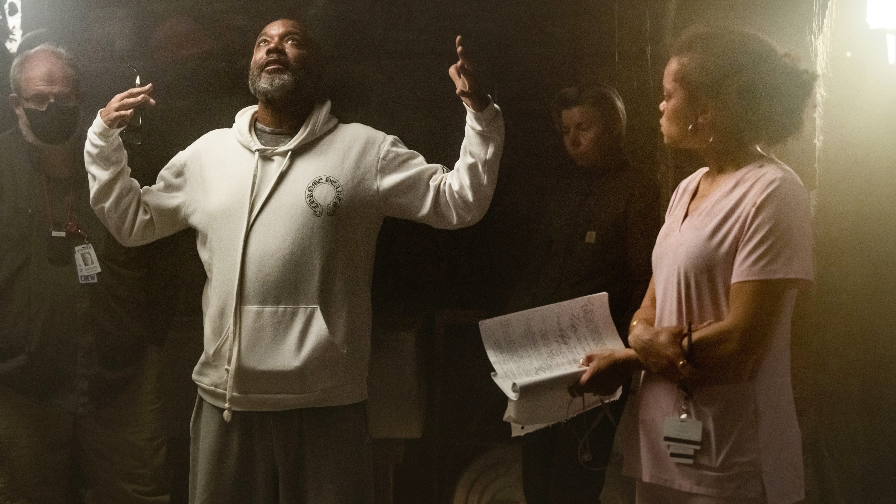 THE DELIVERANCE, foreground from left: director Lee Daniels, Andra Day, on set, 2024. ph: Aaron Ricketts / © Netflix / courtesy Everett Collection