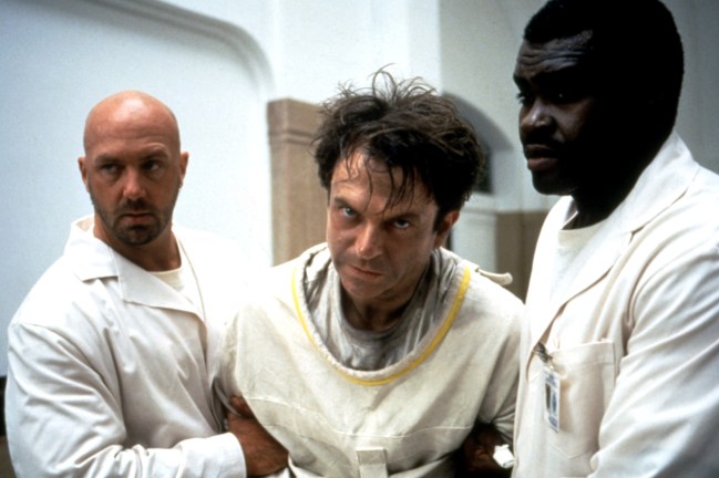 IN THE MOUTH OF MADNESS, Kevin Rushton, Sam Neill, Gene Mack, 1995, (c)New Line Cinema/courtesy Everett Collection