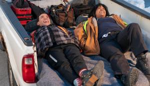 How To Die Alone -- “Lie and Deny” - Episode 102 -- Still in pain from her accident, Mel and Rory go on a prescription-drug hunt in the airport’s underbelly. Rory (Conrad Ricamora) and Melissa (Natasha Rothwell), shown. (Photo by: Ian Watson/Hulu)