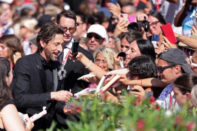 Adrien Brody attends 'The Brutalist' red carpet during the 81st Venice International Film Festival.