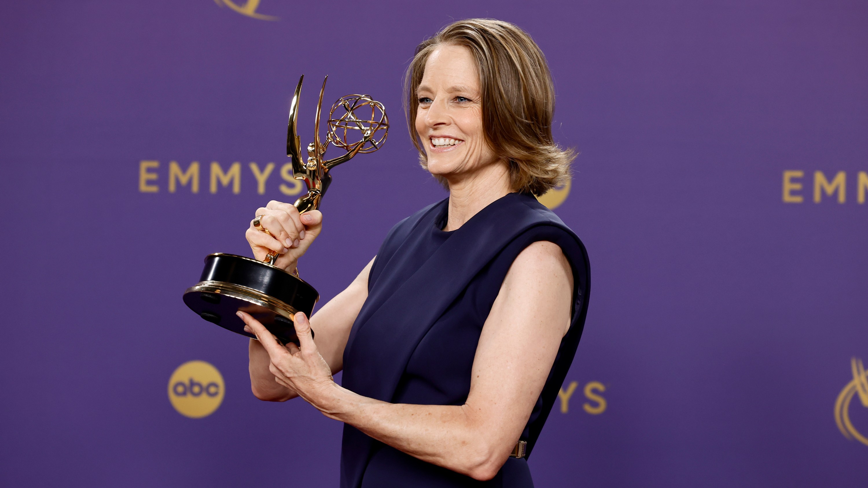 LOS ANGELES, CALIFORNIA - SEPTEMBER 15: Jodie Foster, winner of the Outstanding Lead Actress in a Limited or Anthology Series or Movie for “True Detective: Night Country”, poses in the press room during the 76th Primetime Emmy Awards at Peacock Theater on September 15, 2024 in Los Angeles, California.  (Photo by Frazer Harrison/Getty Images)