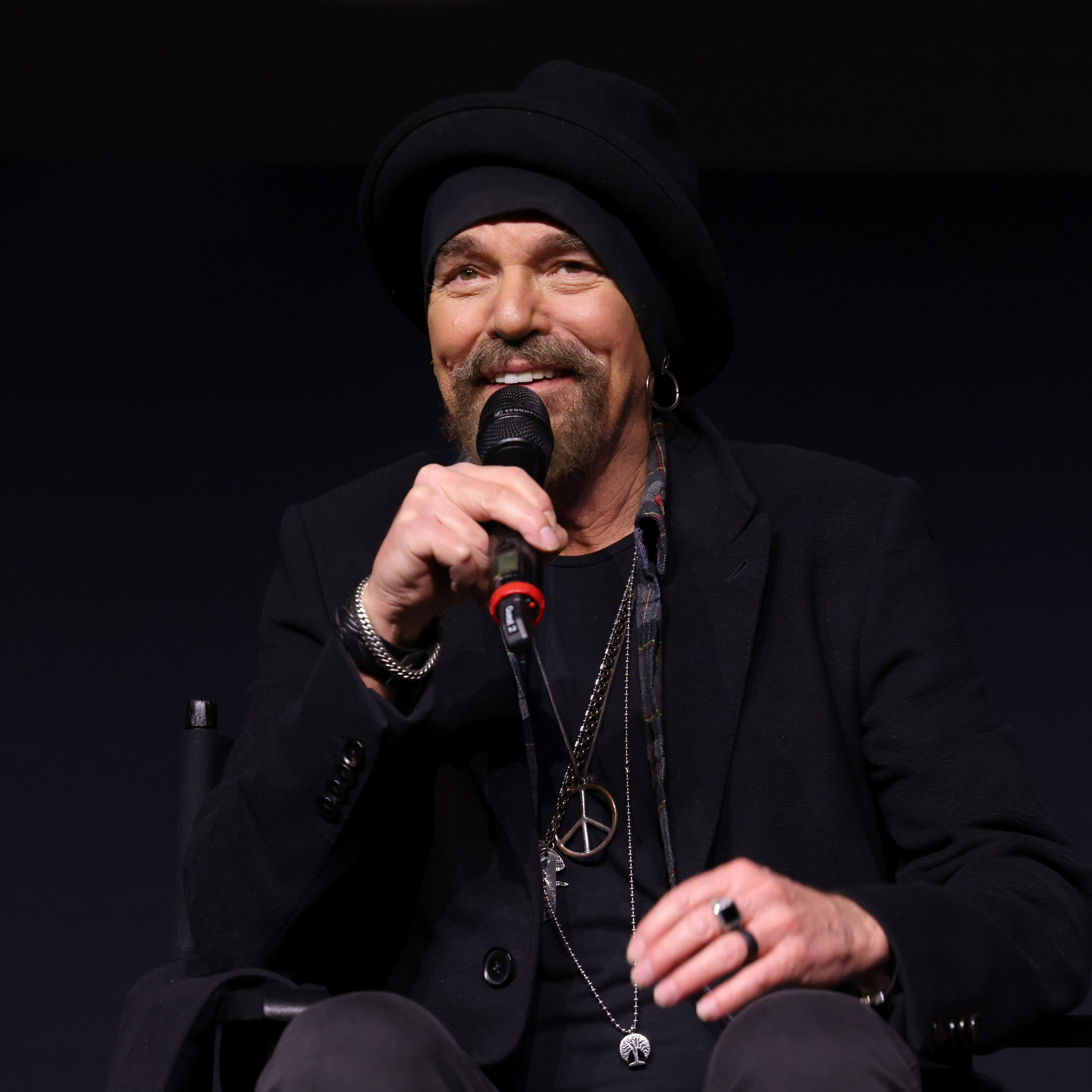 LOS ANGELES, CALIFORNIA - NOVEMBER 12: Billy Bob Thornton speaks onstage during the "Landman" premiere at Paramount Studios on November 12, 2024 in Los Angeles, California. (Photo by Randy Shropshire/Getty Images for Paramount+)