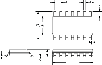 A general SOIC, with major dimensions.