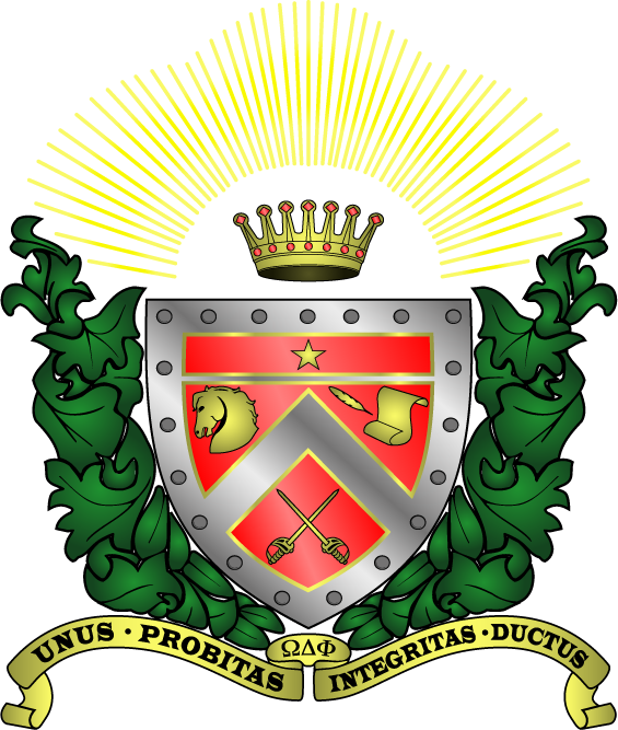 The official crest of Omega Delta Phi.