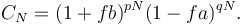 C_N=(1+fb)^{pN}(1-fa)^{qN}.