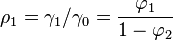 \rho_1 = \gamma_1 / \gamma_0 = \frac{\varphi_1}{1-\varphi_2}