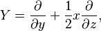 Y=\frac{\partial}{\partial y} + \frac{1}{2} x\frac{\partial}{\partial z},