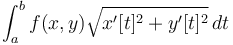  \int_a^b f(x,y) \sqrt{x'[t]^2+y'[t]^2} \, dt