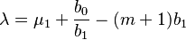 \lambda= \mu_1 + \frac{b_0}{b_1} - (m+1) b_1\!