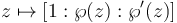 z \mapsto [1 :\wp(z) : \wp'(z)]