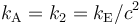 k_{\rm A}=k_2=k_{\rm E}/c^2