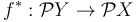 f^*:\mathcal{P}Y\to \mathcal{P}X