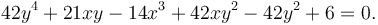 42y^4+21xy-14x^3+42xy^2-42y^2+6=0.