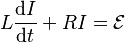 L\frac{\mathrm{d}I}{\mathrm{d}t}+RI=\mathcal{E}\,\!