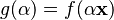 \textstyle g(\alpha) = f(\alpha \mathbf{x})