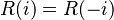 R(i) = R(-i)