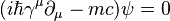 \ ( i\hbar \gamma^\mu \partial_\mu - mc) \psi = 0