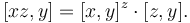 [x z, y] = [x, y]^z\cdot [z, y].