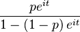 \frac{p e^{it}}{1-(1-p)\,e^{it}}\!