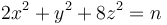 2x^2 + y^2 + 8z^2 = n