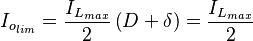 I_{o_{lim}} = \frac{I_{L_{max}}}{2}\left(D + \delta\right) = \frac{I_{L_{max}}}{2}