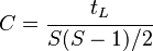 C= \cfrac{t_L}{S(S-1)/2}