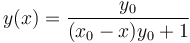 y(x) = \frac{y_0}{(x_0-x)y_0+1}