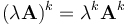  ( \lambda \mathbf{A} )^k = \lambda^k\mathbf{A}^k