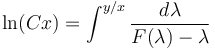  \ln (Cx) = \int^{y/x} \frac{d\lambda}{F(\lambda) - \lambda} \, \! 