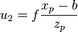  u_2=f\frac{x_p-b}{z_p} 