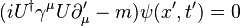 ( iU^\dagger \gamma^\mu U\partial_\mu^\prime - m)\psi(x^\prime,t^\prime) = 0