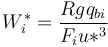 W_i^* = \frac{R g q_{bi}}{F_i u*^3}