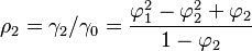 \rho_2 = \gamma_2 / \gamma_0 = \frac{\varphi_1^2 - \varphi_2^2 + \varphi_2}{1-\varphi_2}