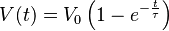 V(t) = V_0 \left(1-e^{-\frac{t}{\tau}} \right)